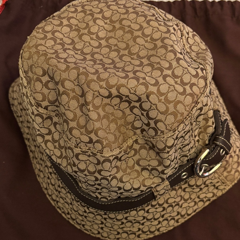 Coach Brown Signature Canvas Bucket Hat with Dark Brown Trim - Picture 4 of 5